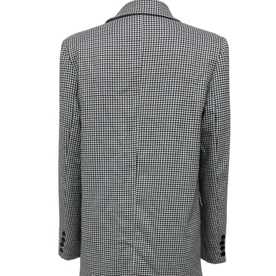 Women Double-Breasted Checked Blazer