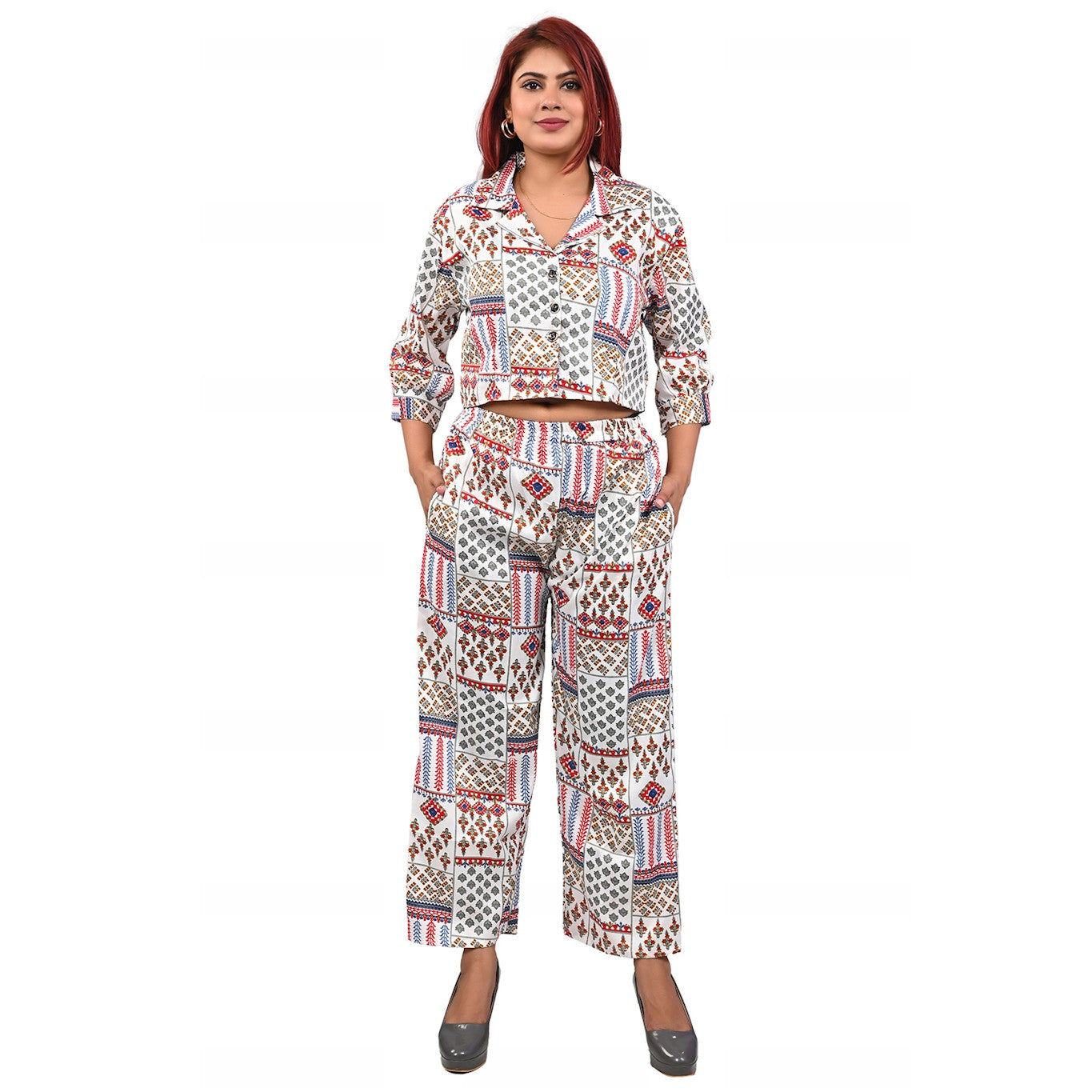AR Fashionable Crop Top & Pants Set – Women’s 2-Piece Co-Ord Outfit